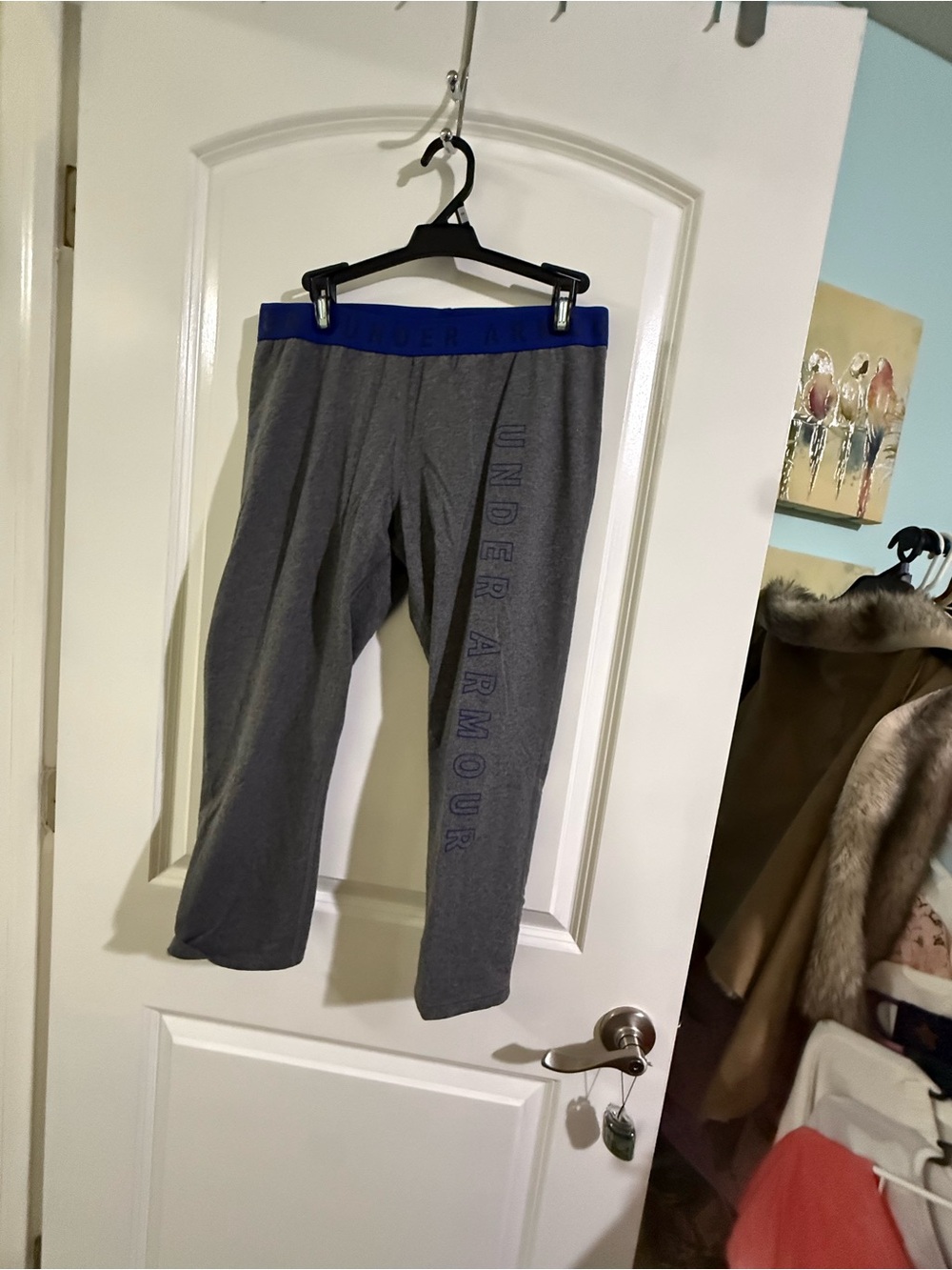 Under Armour Women gray Active Leggings with Blue Waistband